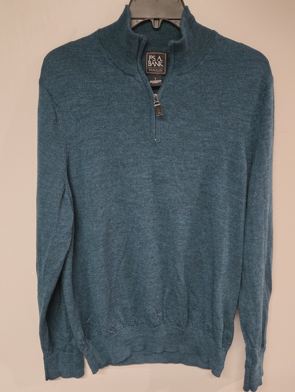 Jos A Bank Traveler 100% Merino Wool 1/4 Zip Pullover Sweater Men's Large Top